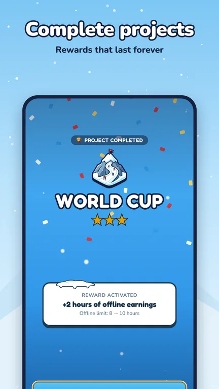 Completed World Cup project with a permanent reward